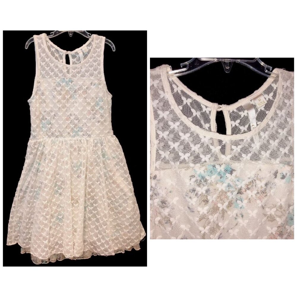 Disney Cinderella Girls Party Holiday Dress Size 12 Floral w/ Butterfly Overlay